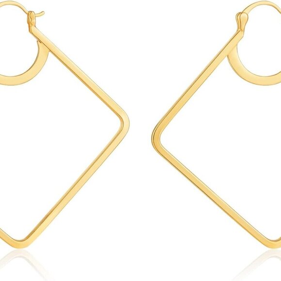 Jewelry - Gold Hoop Earrings Women 18K Gold Plated Square Geometric Statement Jewelry